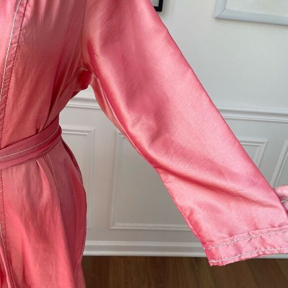 Isabel Riera Handmade Salmon Pink Iridescent Shirt Dress Midi $550 M - Picture 8 of 10